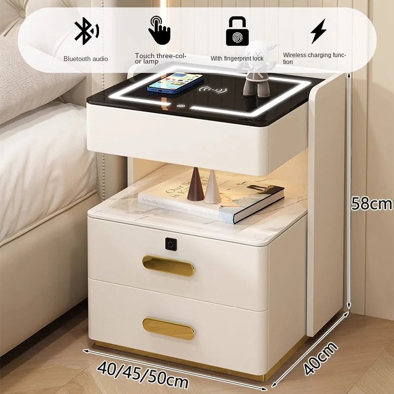 Smart Bedside Table — Wireless Charging, Fingerprint Lock & Bluetooth Speaker