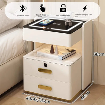 Smart Bedside Table — Wireless Charging, Fingerprint Lock & Bluetooth Speaker