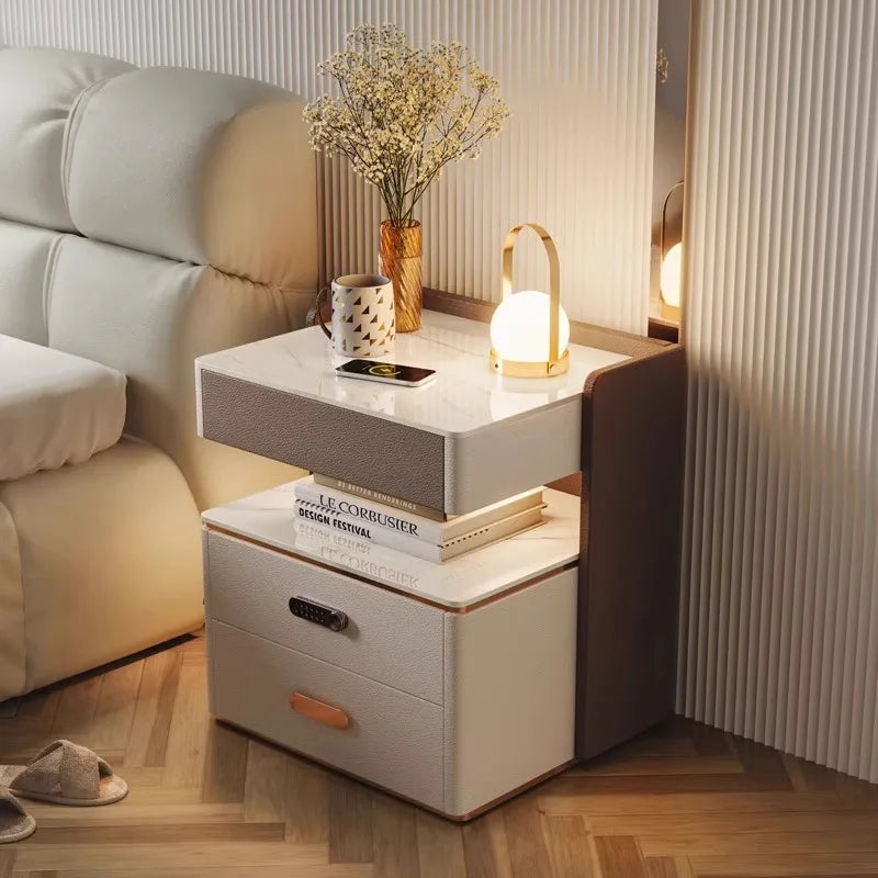 Smart Bedside Table — Wireless Charging, Fingerprint Lock & Bluetooth Speaker