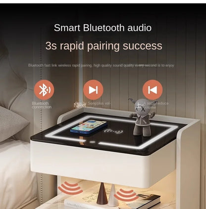 Smart Bedside Table — Wireless Charging, Fingerprint Lock & Bluetooth Speaker