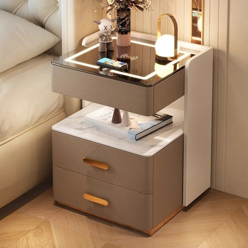 Smart Bedside Table — Wireless Charging, Fingerprint Lock & Bluetooth Speaker