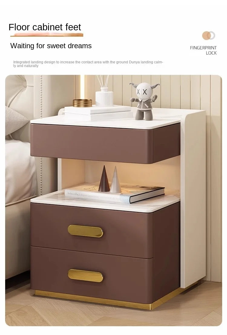 Smart Bedside Table — Wireless Charging, Fingerprint Lock & Bluetooth Speaker
