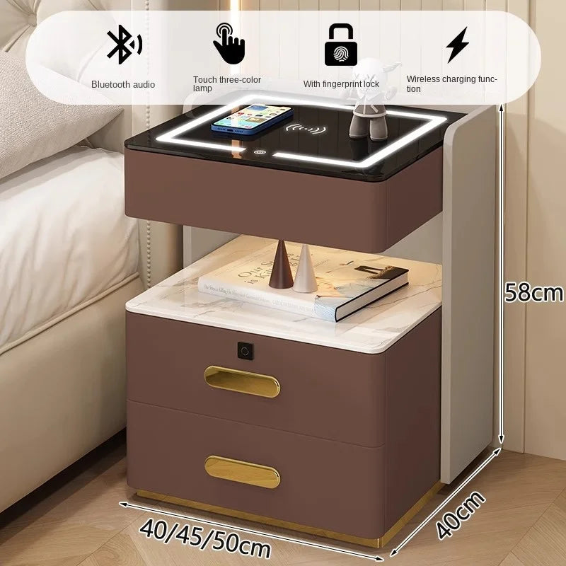 Smart Bedside Table — Wireless Charging, Fingerprint Lock & Bluetooth Speaker