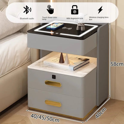 Smart Bedside Table — Wireless Charging, Fingerprint Lock & Bluetooth Speaker
