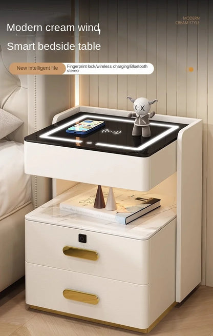 Smart Bedside Table — Wireless Charging, Fingerprint Lock & Bluetooth Speaker