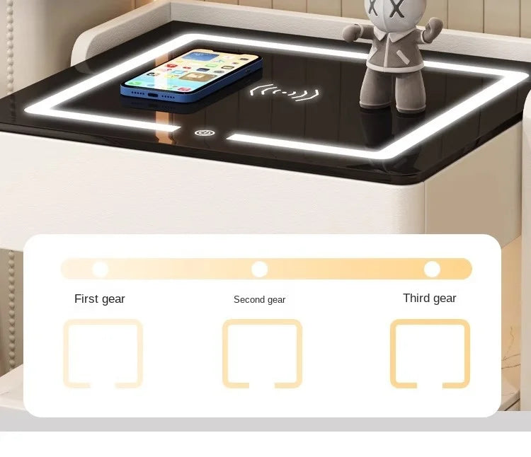 Smart Bedside Table — Wireless Charging, Fingerprint Lock & Bluetooth Speaker