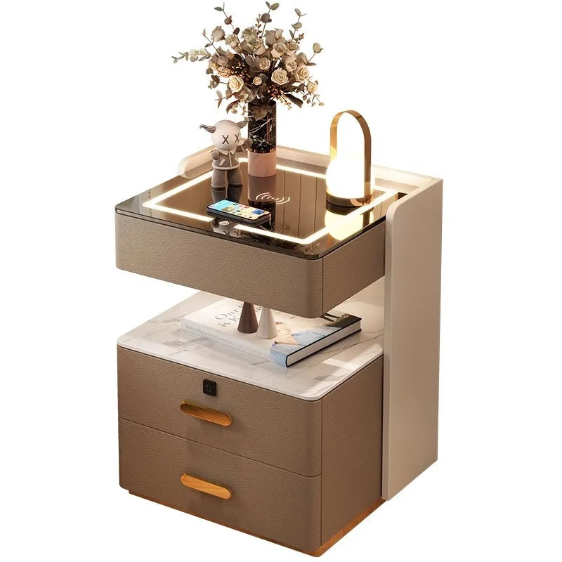 Smart Bedside Table — Wireless Charging, Fingerprint Lock & Bluetooth Speaker