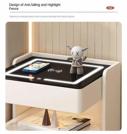 Smart Bedside Table — Wireless Charging, Fingerprint Lock & Bluetooth Speaker
